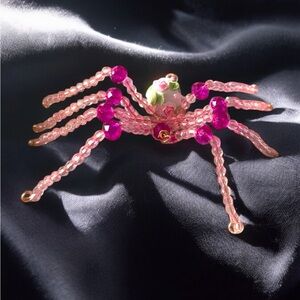 Pink and Purple Beaded Spider sculpture